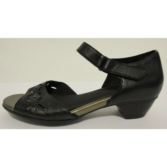 Aravon Sofia Hook Loop Leather AAO05BK Black Sandals Shoes 8.5 AA Women's $139 - Picture 7 of 12